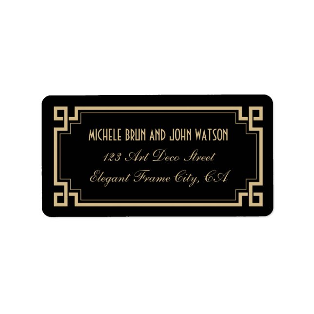 Art Deco Frame Custom Dark Return Address Label (Front)
