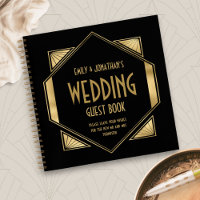 Art Déco Frame Gold Black Mariage Livre d'or