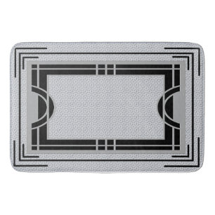 Art Deco Frame - Grey and Black Bath Mat