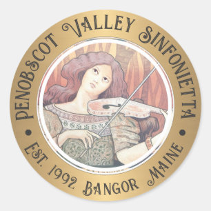 Art Deco French Orchestra Symphony Sinfonietta  Classic Round Sticker