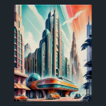 Art Deco Futuristic Urban Poster. Poster<br><div class="desc">This is a futuristic art deco urban poster and could easily be framed. It has good color and would make a great picture for an office,  living room,  retro home. Again this is in the streamline style of art deco that was popular in the 1920s.</div>