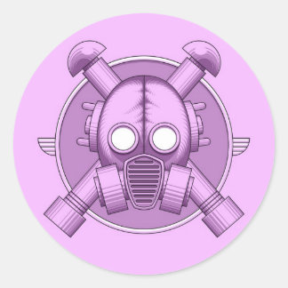 Art Deco Gasmask Lilac Classic Round Sticker