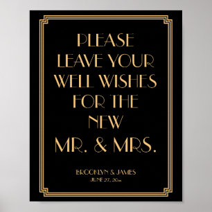 Art Deco Gatsby Black Guestbook Sign 8x10