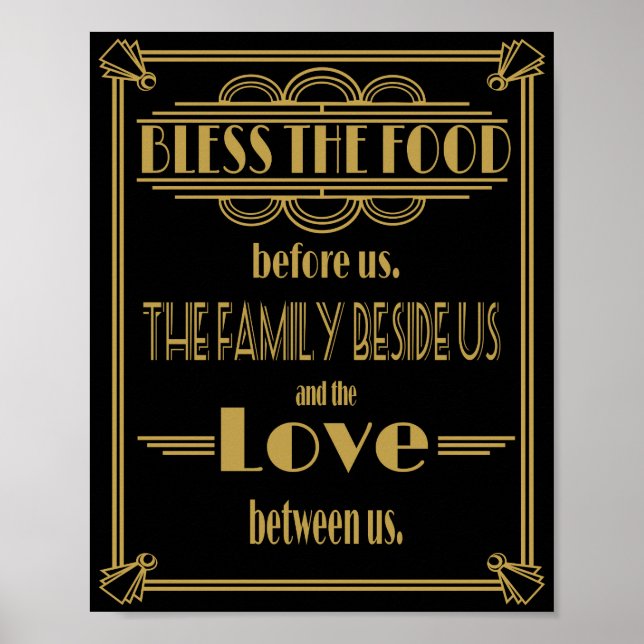 Art Deco Gatsby Bless the food table Poster (Front)