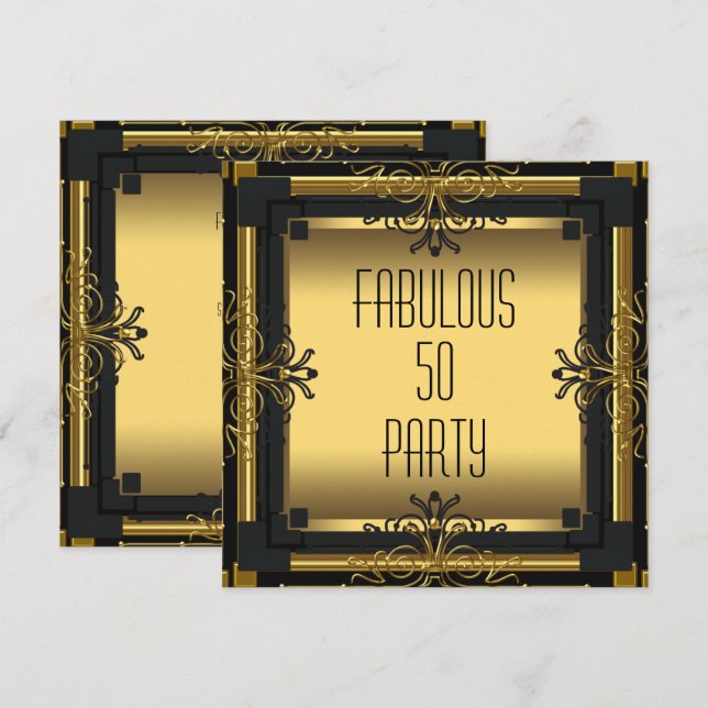 ART DECO Gatsby Fabulous 50 50th Birthday Party Invitation (Front/Back)