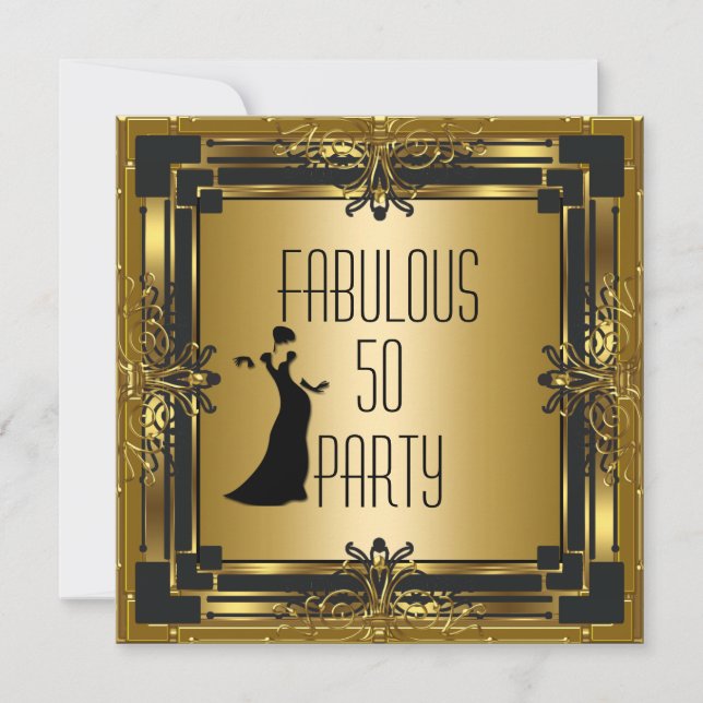 ART DECO Gatsby Fabulous 50 50th Birthday Retro Invitation (Front)