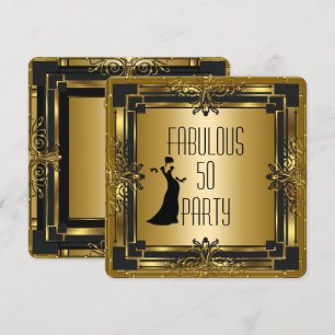 ART DECO Gatsby Fabulous 50 50th Birthday Retro Invitation