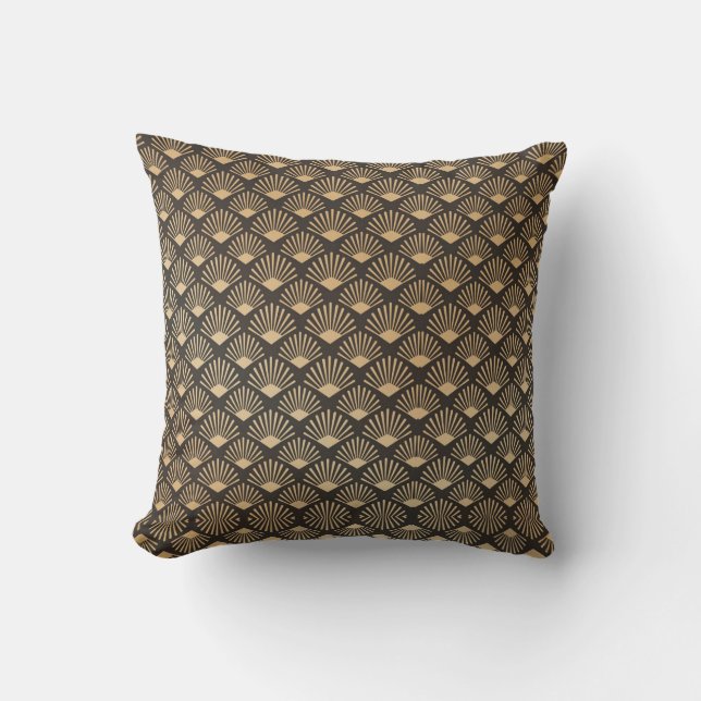 Art Deco Gatsby Fan Pattern Throw Pillow (Front)