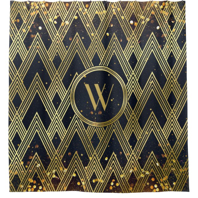 Art Deco Gatsby Glamour Geometric Pattern Monogram (Front)