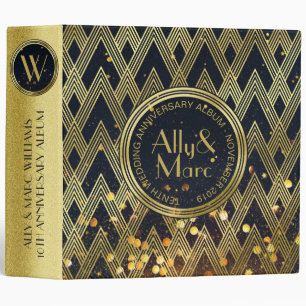 Art Deco Gatsby Glamour Geometric Pattern Monogram Binder