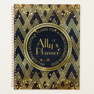 Art Deco Gatsby Glamour Geometric Pattern Monogram Planner