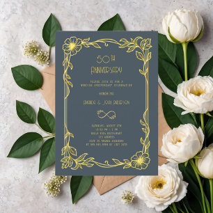 Art Deco Gatsby grey 50th wedding anniversary Invitation