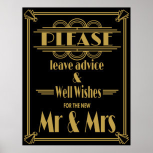 Art Deco Gatsby "please leave advice"  print