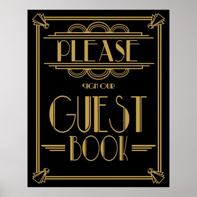 Art Deco Gatsby "Please sign our guest book" print (Front)