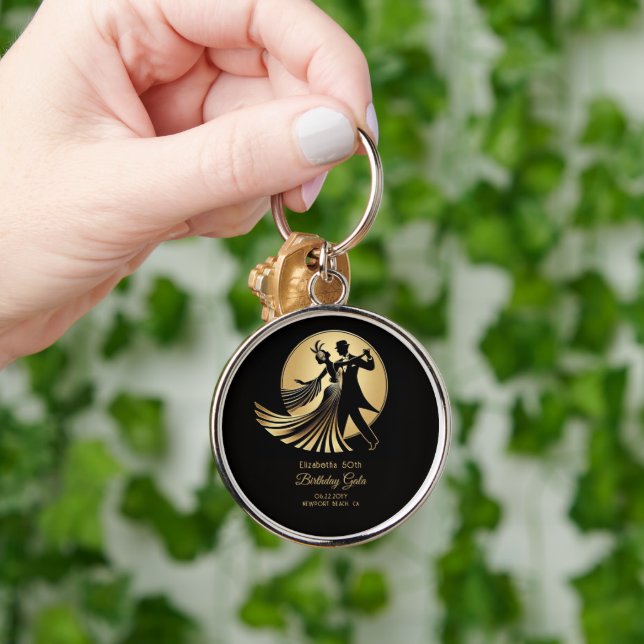 Art Deco Gatsby Roaring 20s Prohibition Gift Name Keychain (Hand)