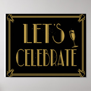 Art Déco Gatsby style Lets Celebration party print