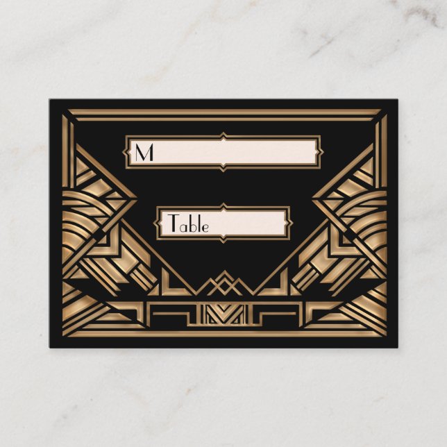 Art Deco Gatsby Style Wedding Escort Place Cards (Front)