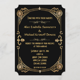 Art Deco Gatsby Style Wedding Invitation