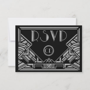 Art Deco Gatsby Style Wedding RSVP Response Cards
