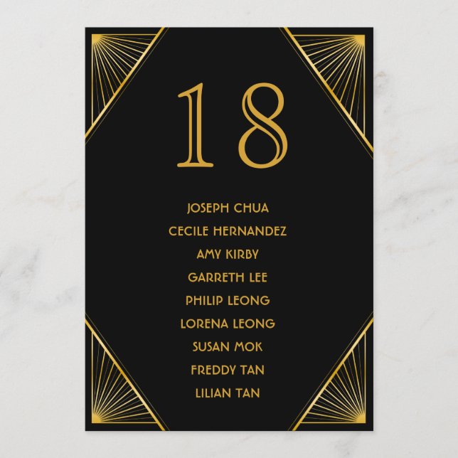 Art Deco Gatsby Wedding Seating Chart Program (Front)