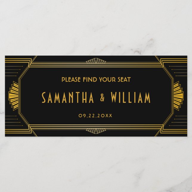 Art Deco Gatsby Wedding Seating Chart Program (Front)