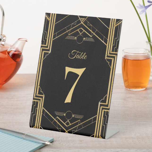 Art Deco Gatsby Wedding Table Number  Pedestal Sign (In SItu)