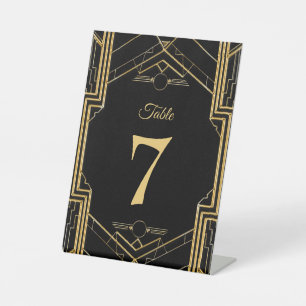 Art Deco Gatsby Wedding Table Number Pedestal Sign