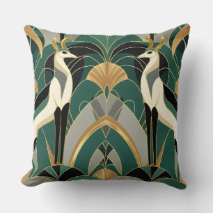 Art Deco Gazelle Elegance Throw Pillow