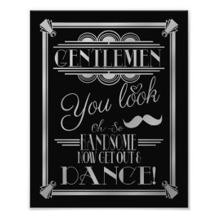 art deco, GENTLEMEN Bathroom sign, wedding sign