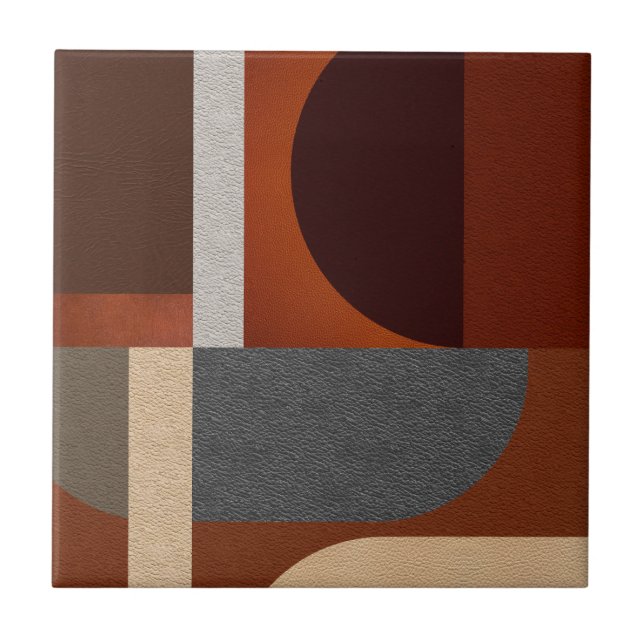 Art Deco Geometric Art - Leather Texture Tile (Front)