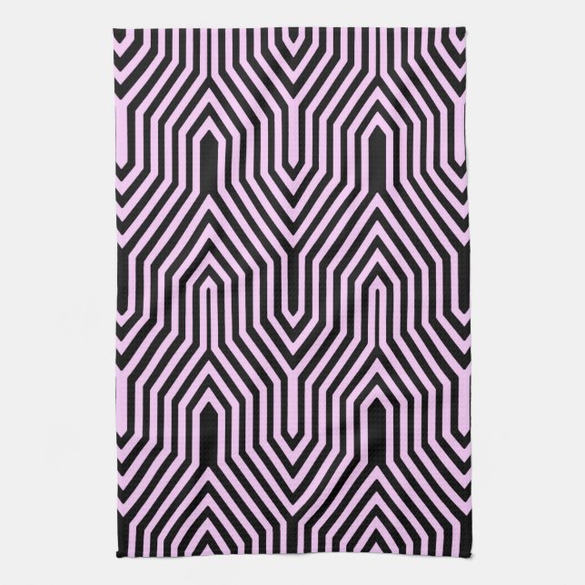 Art Deco Geometric - black and pink Kitchen Towel (Vertical)