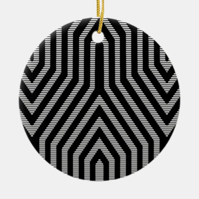 Art Deco Geometric - black and white Ceramic Ornament (Front)
