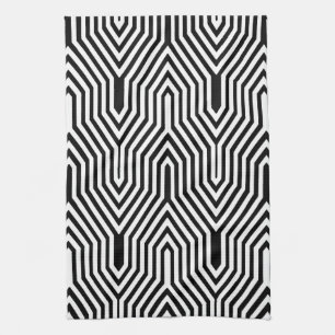 Art Deco Geometric - black and white Kitchen Towel
