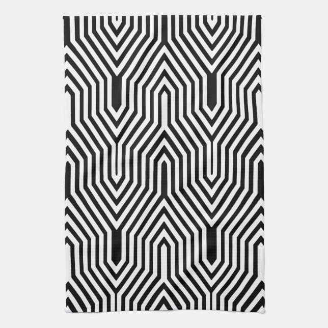 Art Deco Geometric - black and white Kitchen Towel (Vertical)