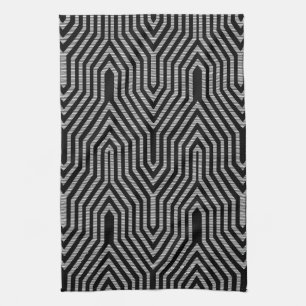Art Deco Geometric - black and white Kitchen Towel