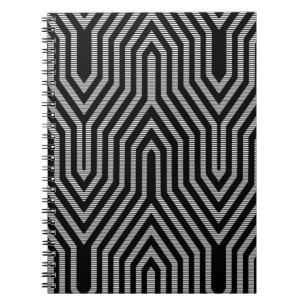 Art Deco Geometric - black and white Notebook