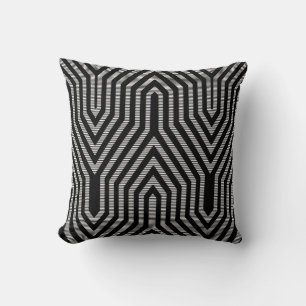Art Deco Geometric - black and white Throw Pillow
