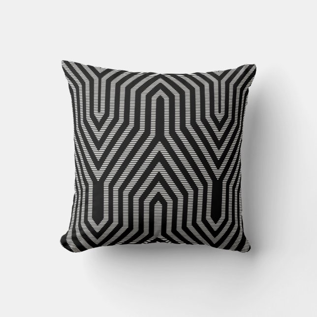 Art Deco Geometric - black and white Throw Pillow (Front)
