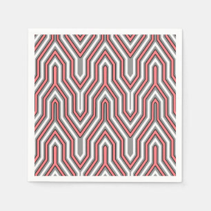 Art Deco Geometric - coral, grey and white Napkin