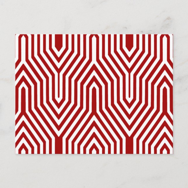 Art Deco Geometric - dark red and white Postcard (Front)