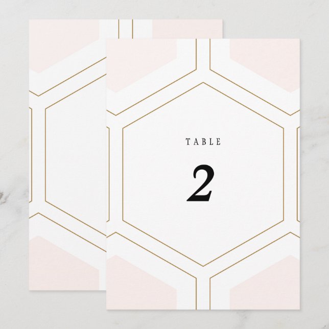 Art Deco Geometric Diamond Wedding Table Number (Front/Back)
