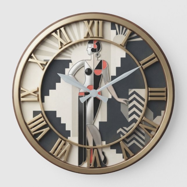 Art Deco Geometric Figure Large Clock (Front)