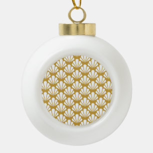 Art Deco, geometric floral seamless pattern. Ceramic Ball Christmas Ornament
