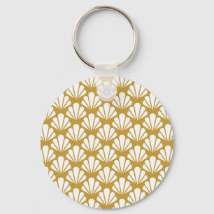 Art Deco, geometric floral seamless pattern. Keychain
