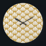 Art Deco, geometric floral seamless pattern. Large Clock<br><div class="desc">Art Deco Seamless Pattern. Geometric Floral decorative texture. Vintage Leaves stylish background. Abstract sea shell illustration. Dive into Art Deco's geometric floral charm. Geometric Art Deco meets floral beauty in this stylish texture. shell, illustration, deco, victorian, laser, abstract, background, pattern, flower, texture, decor, fashion, vintage, leaf, floral, sea, retro, circle,...</div>