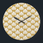 Art Deco, geometric floral seamless pattern. Large Clock<br><div class="desc">Art Deco Seamless Pattern. Geometric Floral decorative texture. Vintage Leaves stylish background. Abstract sea shell illustration. Dive into Art Deco's geometric floral charm. Geometric Art Deco meets floral beauty in this stylish texture. shell, illustration, deco, victorian, laser, abstract, background, pattern, flower, texture, decor, fashion, vintage, leaf, floral, sea, retro, circle,...</div>