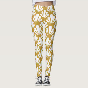 Art Deco, geometric floral seamless pattern. Leggings
