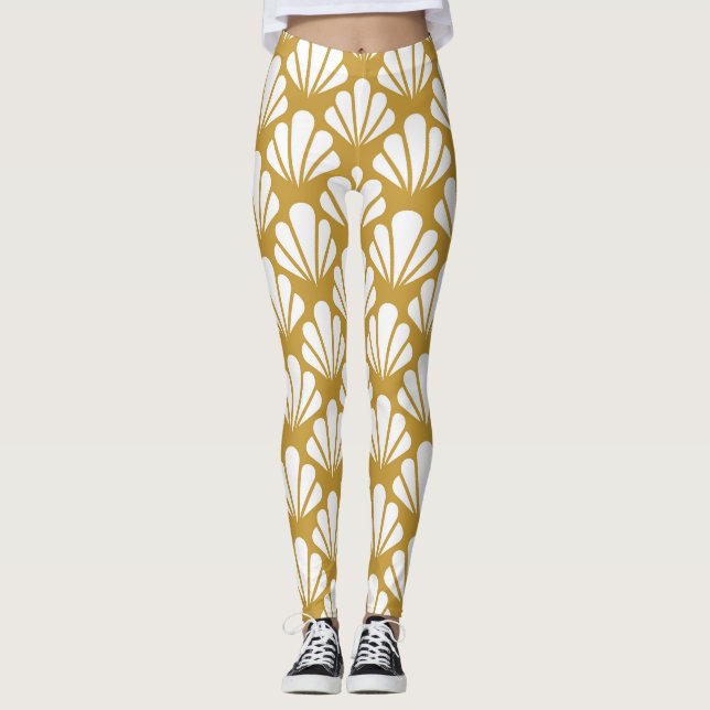 Art Deco, geometric floral seamless pattern. Leggings (Front)