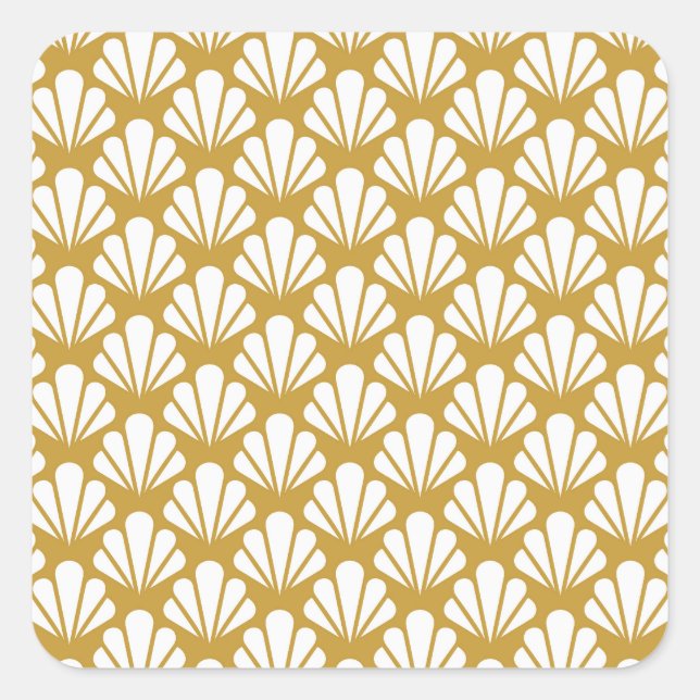 Art Deco, geometric floral seamless pattern. Square Sticker (Front)