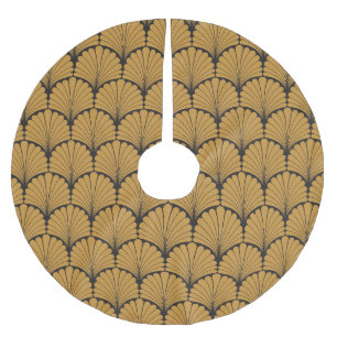 Art Deco Geometric Floral Texture Brushed Polyester Tree Skirt
